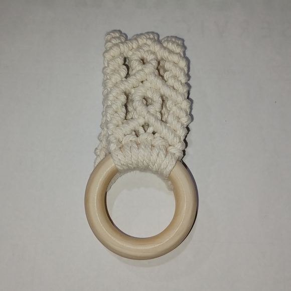 Hand Kitchen Towel Wooden Holder Boho Macrame Natural - Picture 7 of 12